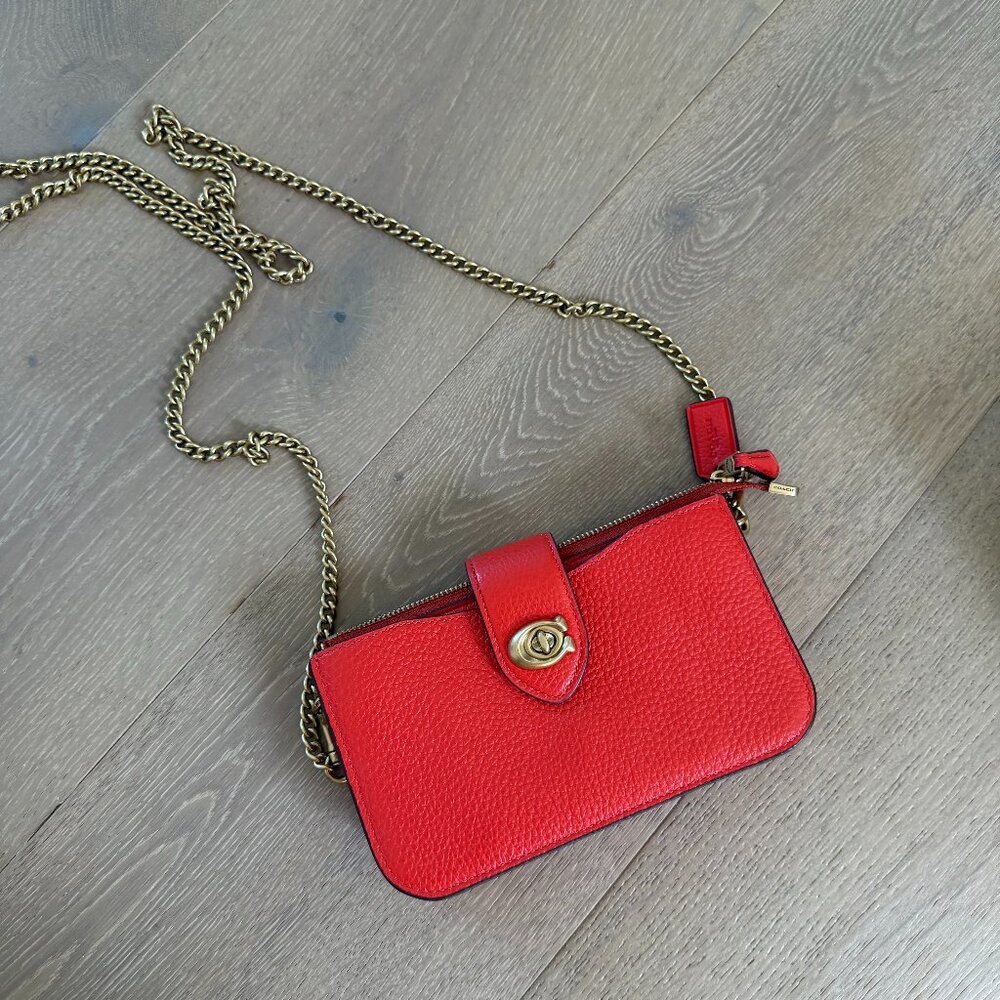 Coach mini wallet bag red chain